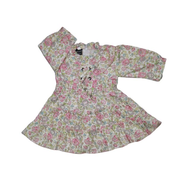 Floral Printed Long Sleeves Baby Frocks Dress with Trouser. - Image 2