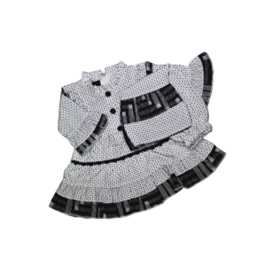 Dots Printed Long Sleeves Baby Frocks Dress with Trouser.