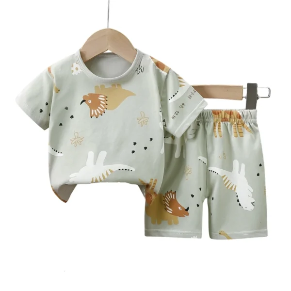 Unisex Baby Summer Outfit Set – Soft Cotton Cloud & Puppy Print T-Shirt and Shorts